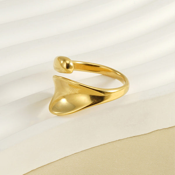 Robrasim Contemporary Fluid Shape Statement Ring - Chunky Polished Gold Ring for Everyday Wear