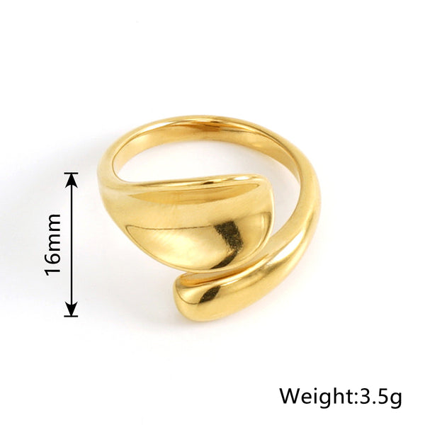 Robrasim Contemporary Fluid Shape Statement Ring - Chunky Polished Gold Ring for Everyday Wear