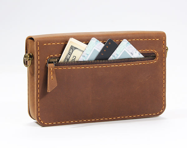 Genuine Leather Phone Wallet Bag – Small Crossbody Bag with Card Slots | Adjustable Strap, Compact Wristlet Clutch Purses for Travel & Daily Use