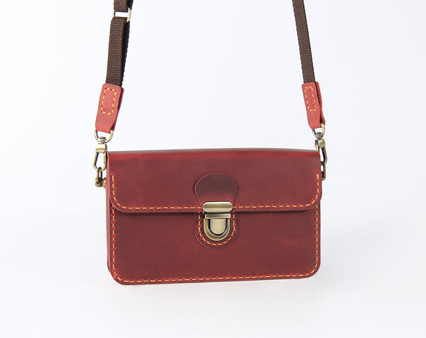 Genuine Leather Phone Wallet Bag – Small Crossbody Bag with Card Slots | Adjustable Strap, Compact Wristlet Clutch Purses for Travel & Daily Use