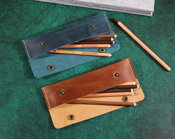 Handmade Leather Pen and pencil covers, Vintage Pencil Pouch Case