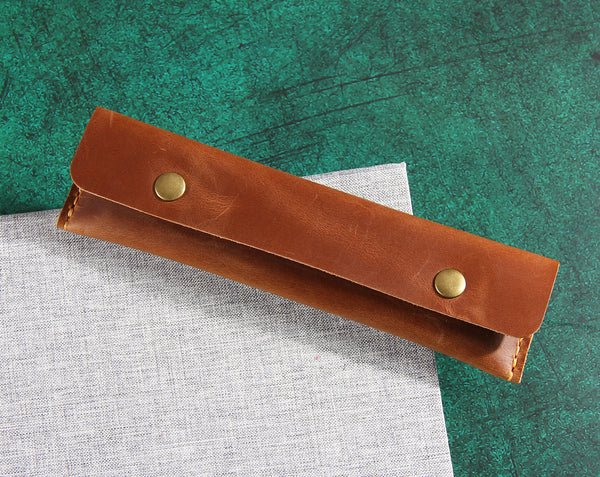 Handmade Leather Pen and pencil covers, Vintage Pencil Pouch Case