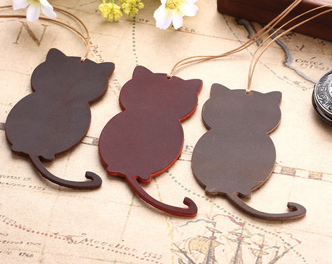 Cat Shape Genuine Leather Bookmarks for Reader and Friends