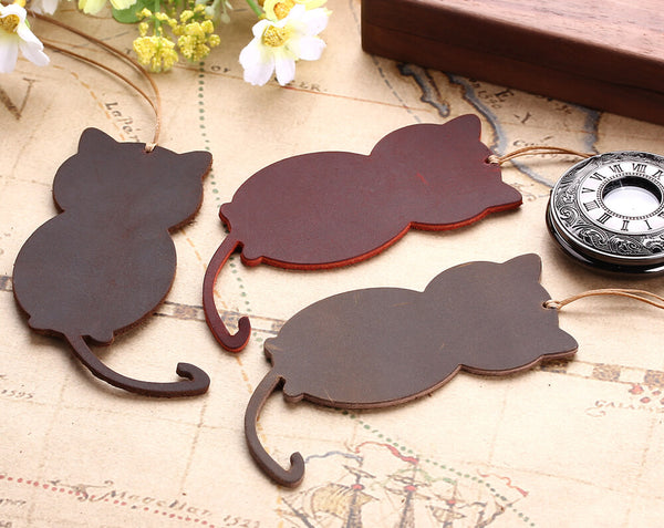 Cat Shape Genuine Leather Bookmarks