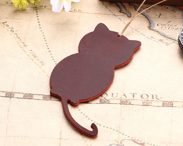 Cat Shape Genuine Leather Bookmarks