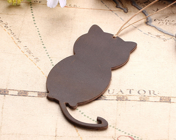 Cat Shape Genuine Leather Bookmarks