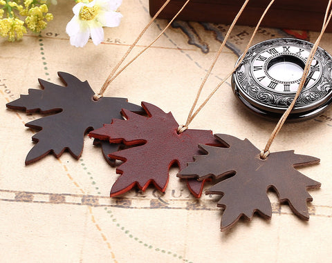 Rustic Handmade Maple Leaf Leather Bookmarks