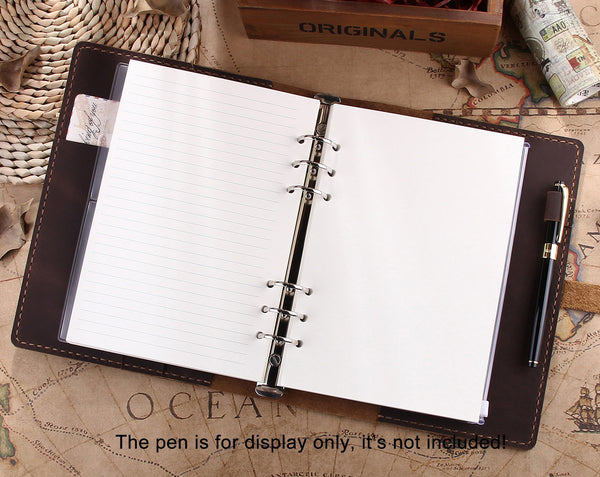 Personalized Leather A5 Refillable Ring Binder Notebook