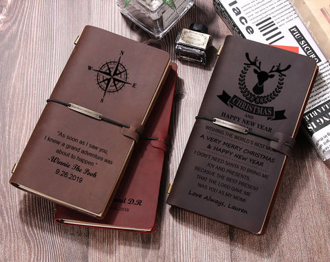 Personalized Vintage Refillable Travel Leather Notebook