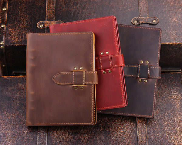 Custom Made Leather A5 Refillable Ring Binder Travel Journal Notebook