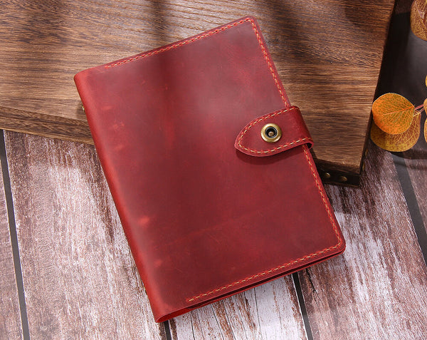 Handmade Leather A5 Refillable Ring Binder Travel Journal Notebook