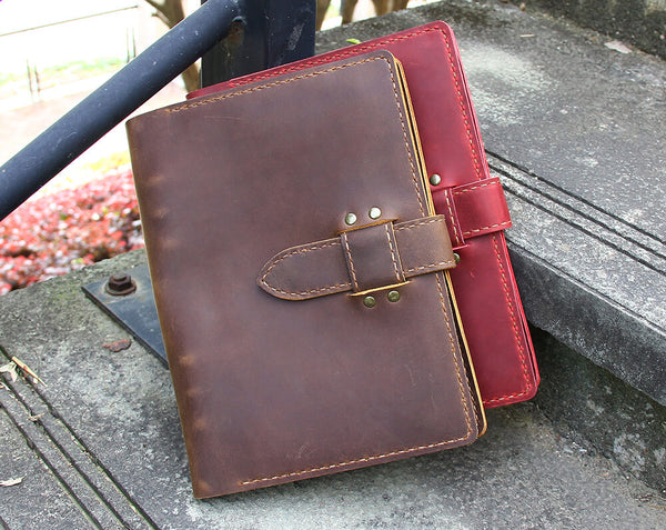 Custom Made Leather A5 Refillable Ring Binder Travel Journal Notebook