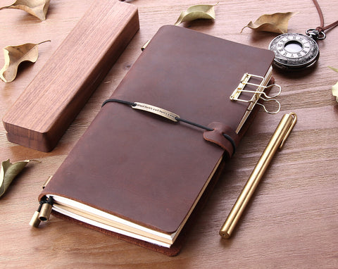 Robrasim Leather Journal Travel Notebook, Custom Handmade Leather Traveler's Notebooks