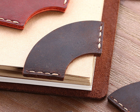 Set of 2 Handmade Rustic Leather Corner Page Bookmark