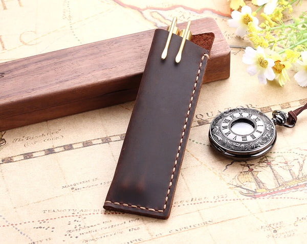 Leather pencil bag holder