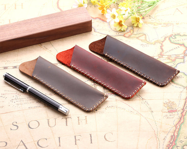 hand-made leather pencil bags