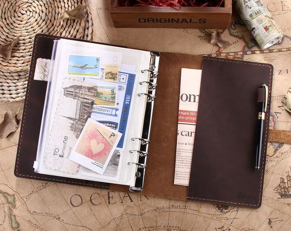 Personalized Leather A5 Refillable Ring Binder Notebook