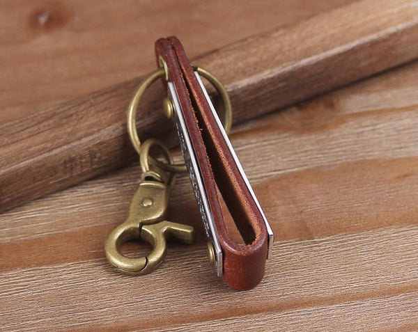personalized leather keychain