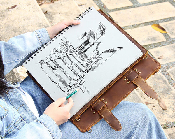 Handmade Leather Sketchbook Cover for 9