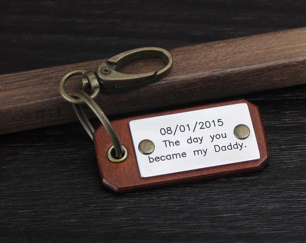 engraved leather keychain