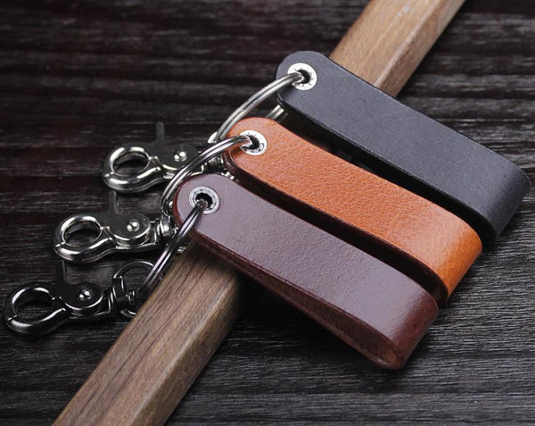 personalized leather initial name keychain