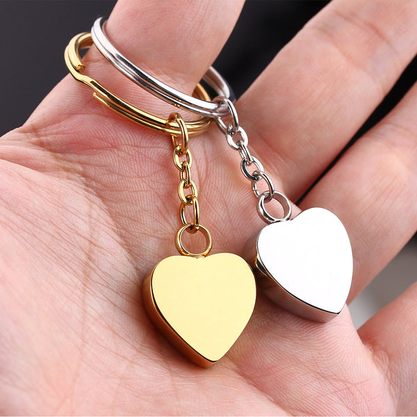 Robrasim Mini Heart Cremation Jewelry Key chains - Keepsake Urn for Pet/Human Ashes, Memorial Gift
