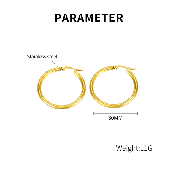 Robrasim Minimalist Thick Hoop Earrings - Lightweight Polished Huggie Hoops for Everyday Wear