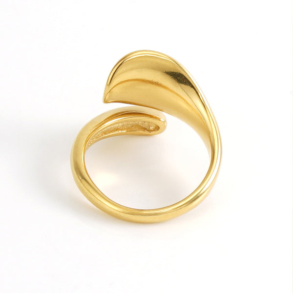 Robrasim Contemporary Fluid Shape Statement Ring - Chunky Polished Gold Ring for Everyday Wear
