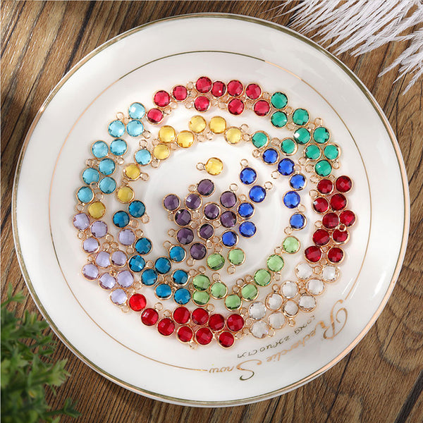Robrasim 12 Colors Birthstone Charms - Faceted Crystal Round Pendant Charms for Jewelry Making, DIY Bracelet/Necklace