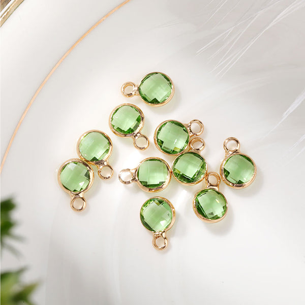 Robrasim 12 Colors Birthstone Charms - Faceted Crystal Round Pendant Charms for Jewelry Making, DIY Bracelet/Necklace