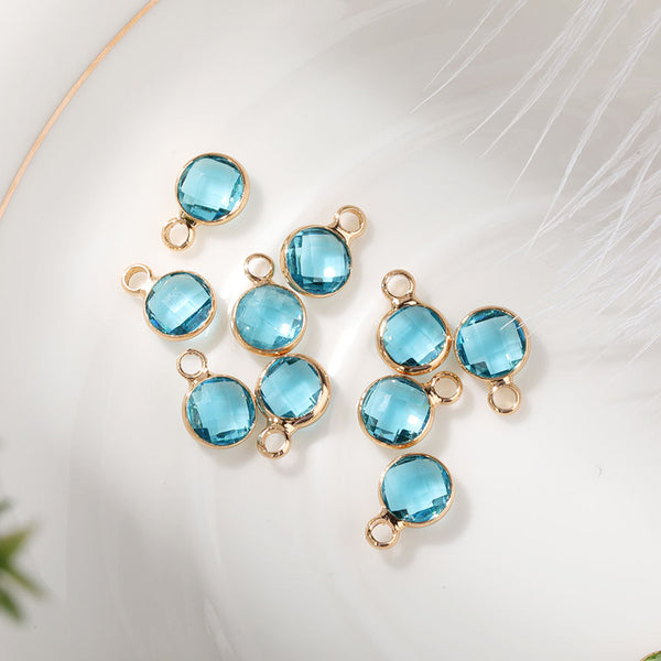 Robrasim 12 Colors Birthstone Charms - Faceted Crystal Round Pendant Charms for Jewelry Making, DIY Bracelet/Necklace
