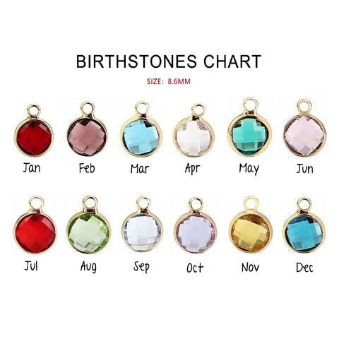 Robrasim 12 Colors Birthstone Charms - Faceted Crystal Round Pendant Charms for Jewelry Making, DIY Bracelet/Necklace