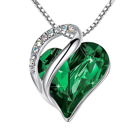 Robrasim Eternal Love Emerald Heart Jewelry, Infinity Love Heart Pendant Necklace with Green Crystal, Birthday Anniversary Jewelry Gift for Mom Wife Girlfriend