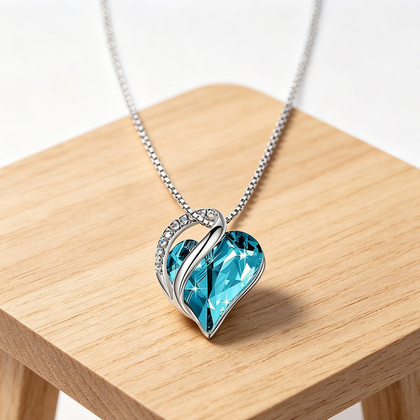 Robrasim Eternal Love Emerald Heart Jewelry, Infinity Love Heart Pendant Necklace with Green Crystal, Birthday Anniversary Jewelry Gift for Mom Wife Girlfriend