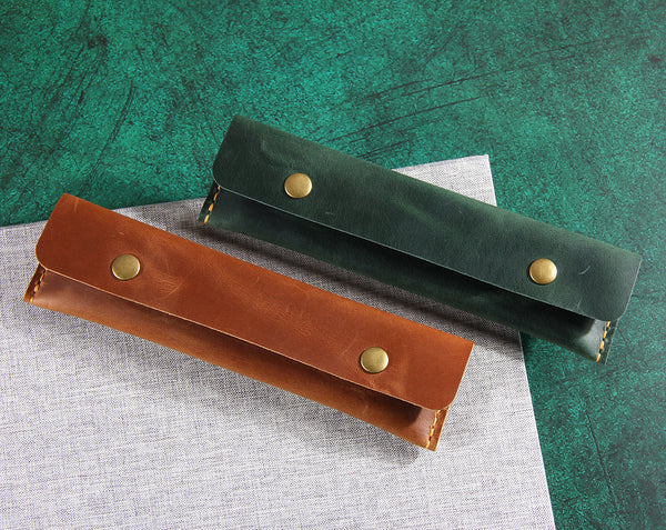 Handmade Leather Pen and pencil covers, Vintage Pencil Pouch Case