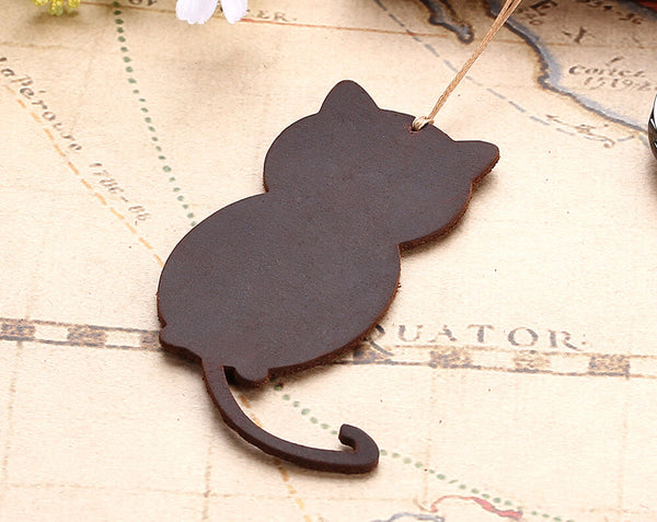 Cat Shape Genuine Leather Bookmarks