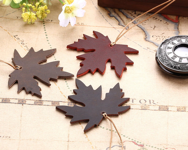 leather maple leaf shaped bookmark