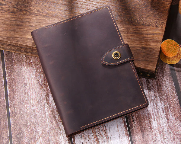 Handmade Leather A5 Refillable Ring Binder Travel Journal Notebook