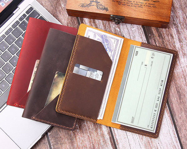 Handmade Leathers Checkbook Cover Slim Minimalist For Men