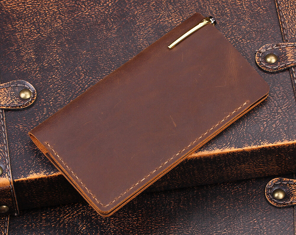 Handmade Genuine Leather Checkbook Cover for Men Women Robrasim