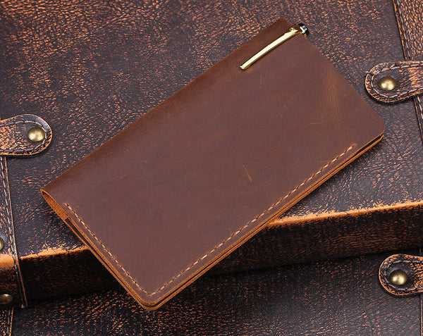 Handmade Genuine Leather Checkbook Cover for Men & Women