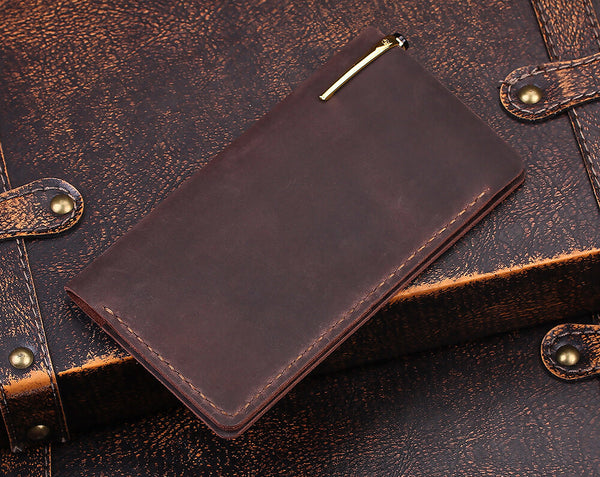 Handmade Genuine Leather Checkbook Cover for Men & Women