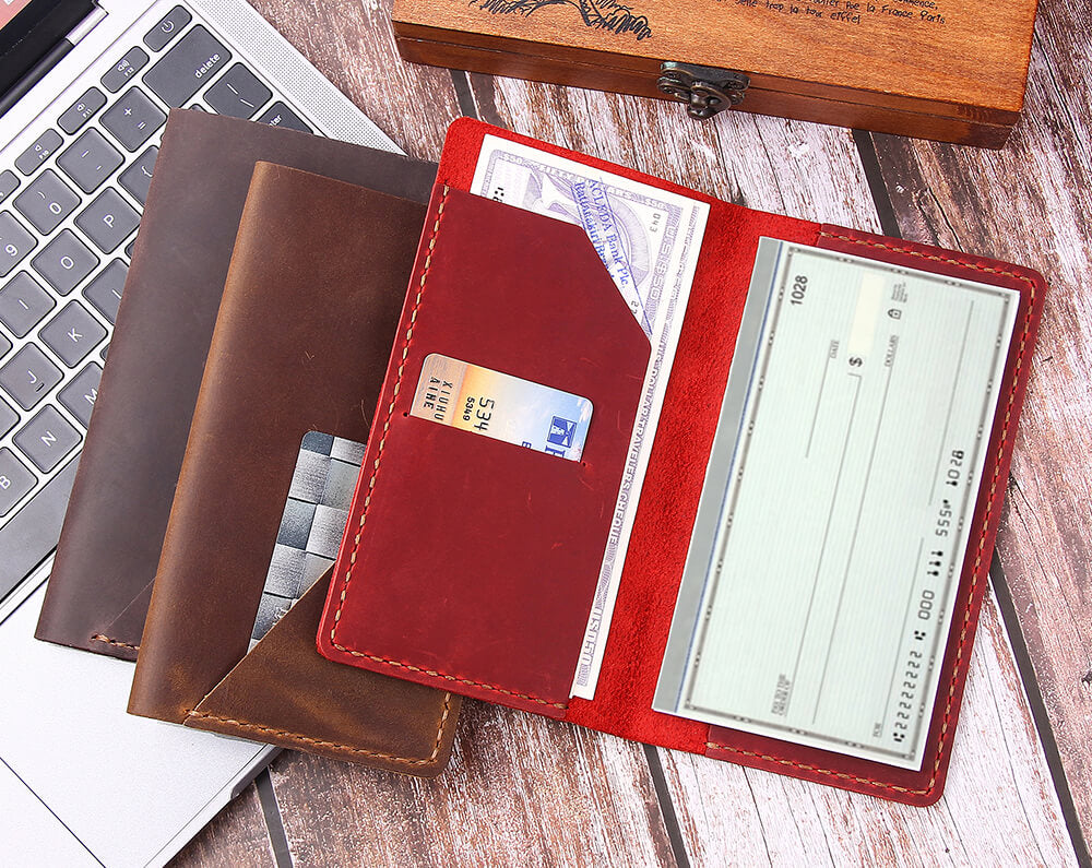 Checkbook Container Handmade Leathers Checkbook Cover Slim Minimalist For Men | Robrasim