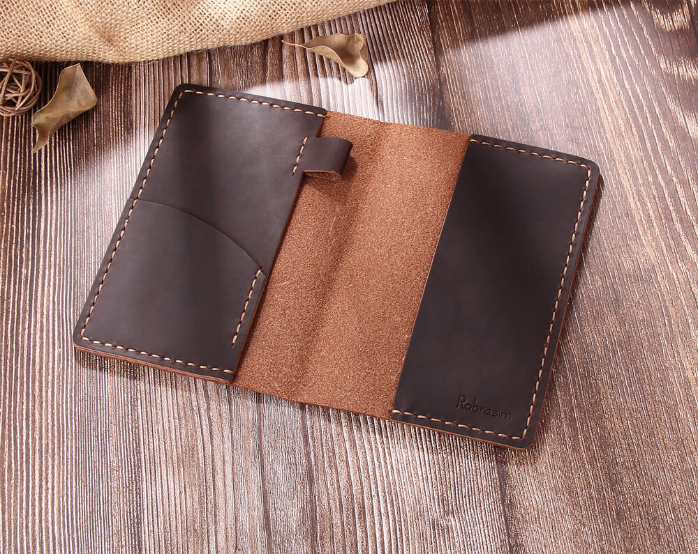 Robrasim Personalized Leather Travel Passport Covers Brown