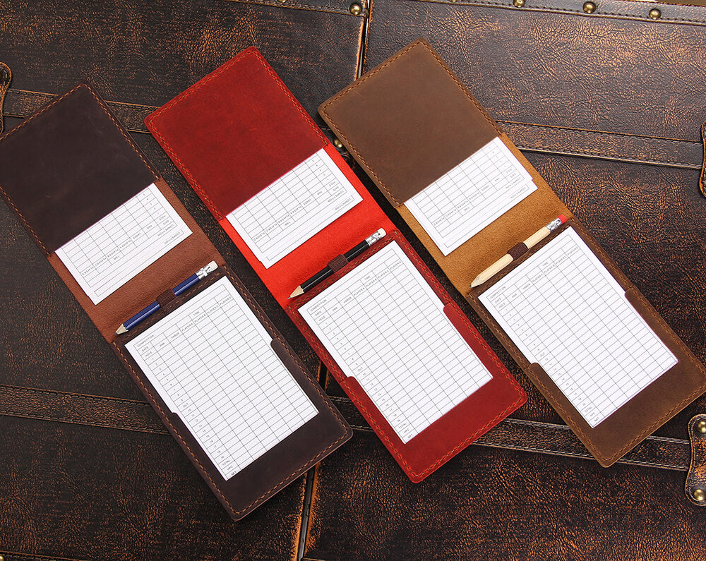 Handmade Leather Yardage Book Cover, Leather Golf Scorecard Holder at  Wholesales Price