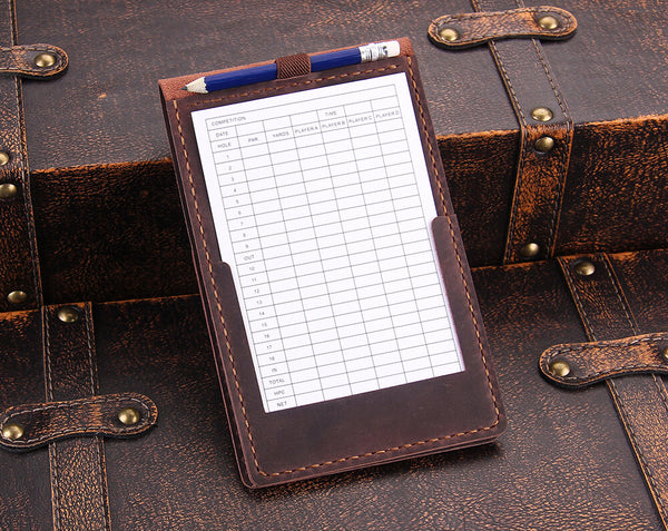 handmade Leather Golf Scorecard Holder