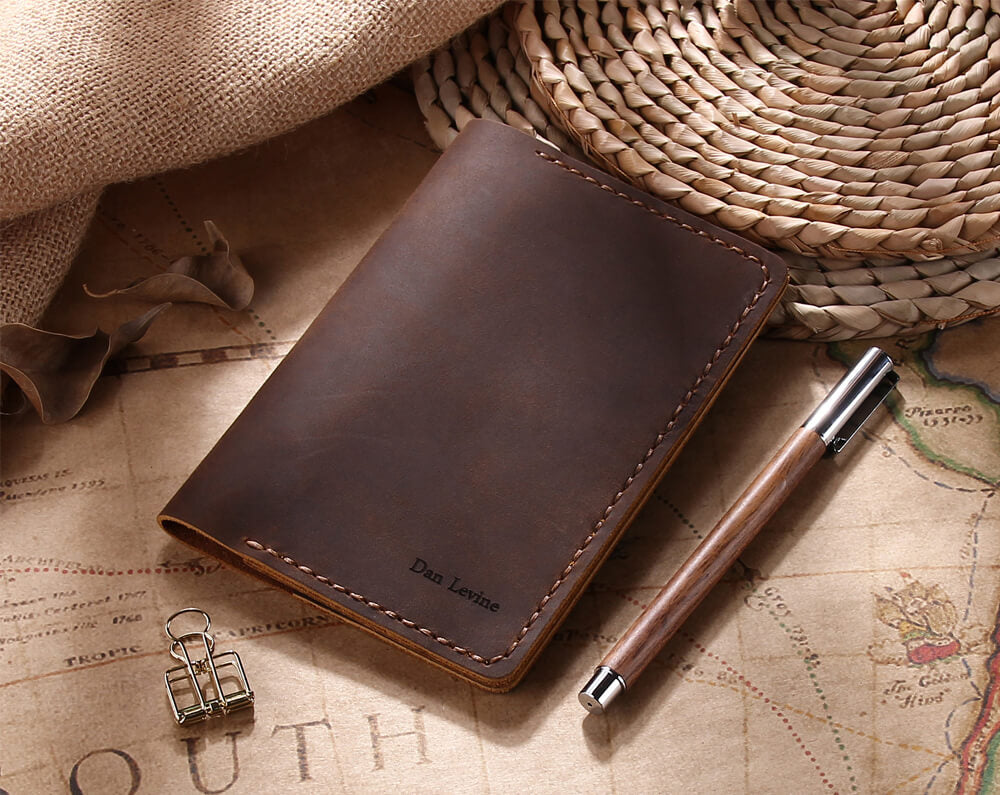 Robrasim Personalized Leather Travel Passport Covers Brown