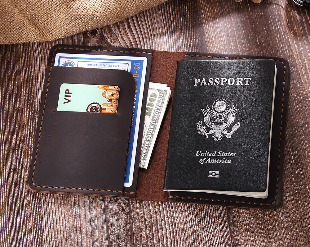 Robrasim Personalized Leather Travel Passport Covers Brown