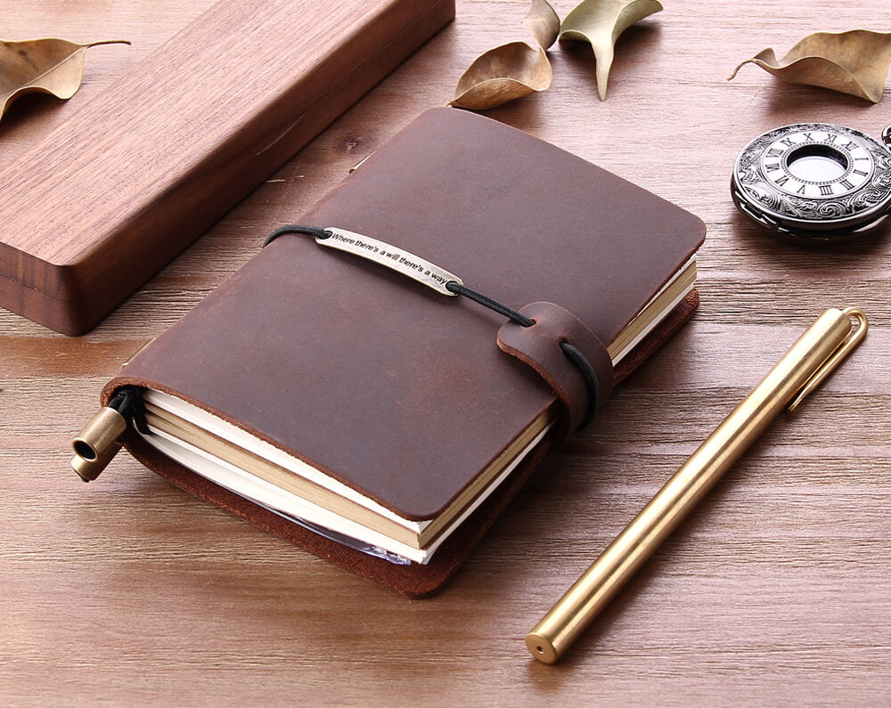 Robrasim Leather Journal Travel Notebook, Custom Handmade Leather Trav