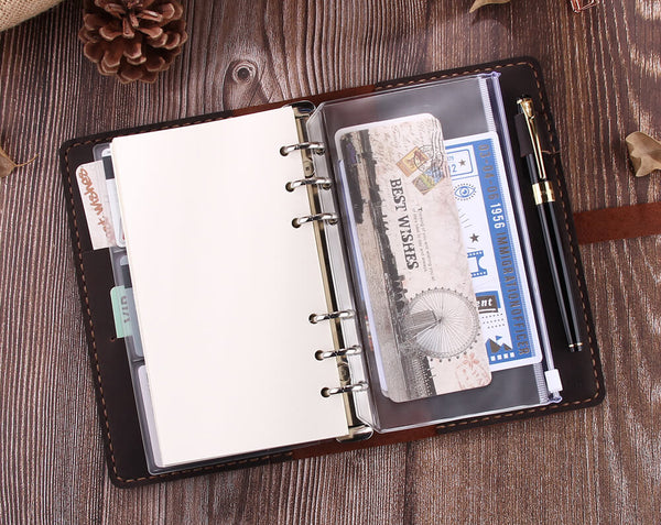 A6 Ring Binder Leather Journal Notebook 